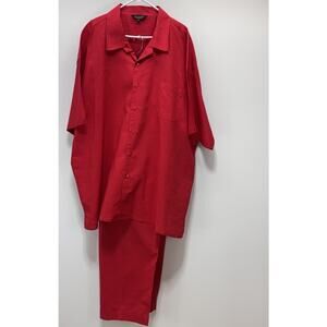 Bagazio 2pc Short Sleeve Red Walking Suit Cotton Ramie Men’s Size 6X